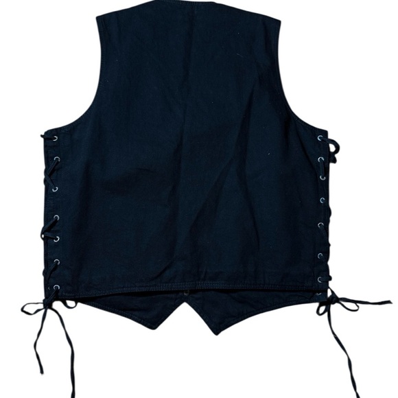 Black Mens Milwaukee Performance Denim Collection Biker Side Tie Snap Vest XL - Picture 2 of 6